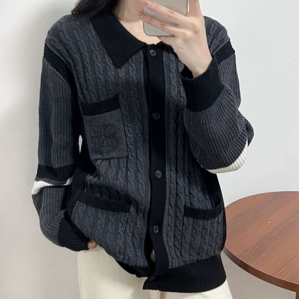 Miu miu new knitted lapel cardigan